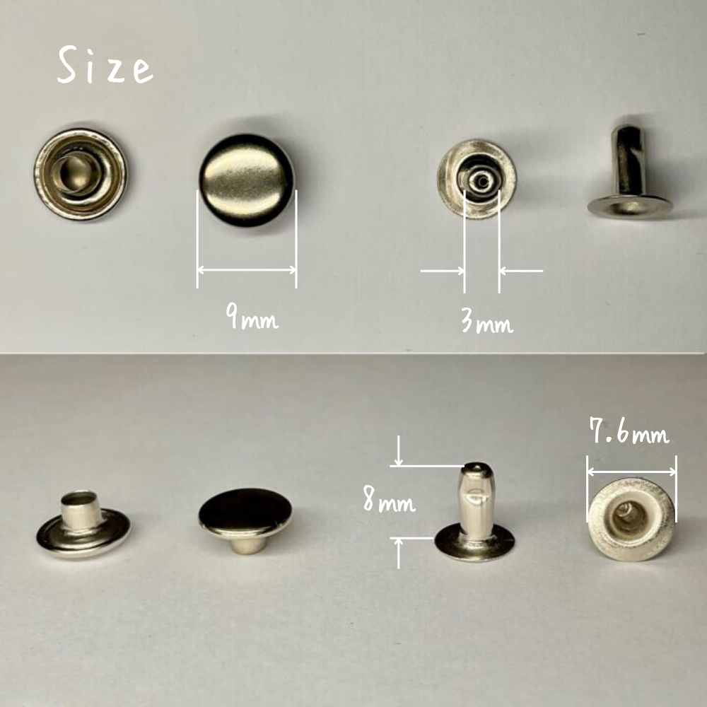 【レザークラフトツール】片面カシメ 大/L (9㎜) 30組 全4色