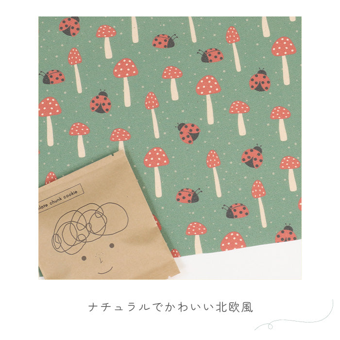 《 きのことてんとう虫の小道 》コットン100% オックス MA-0580~0583