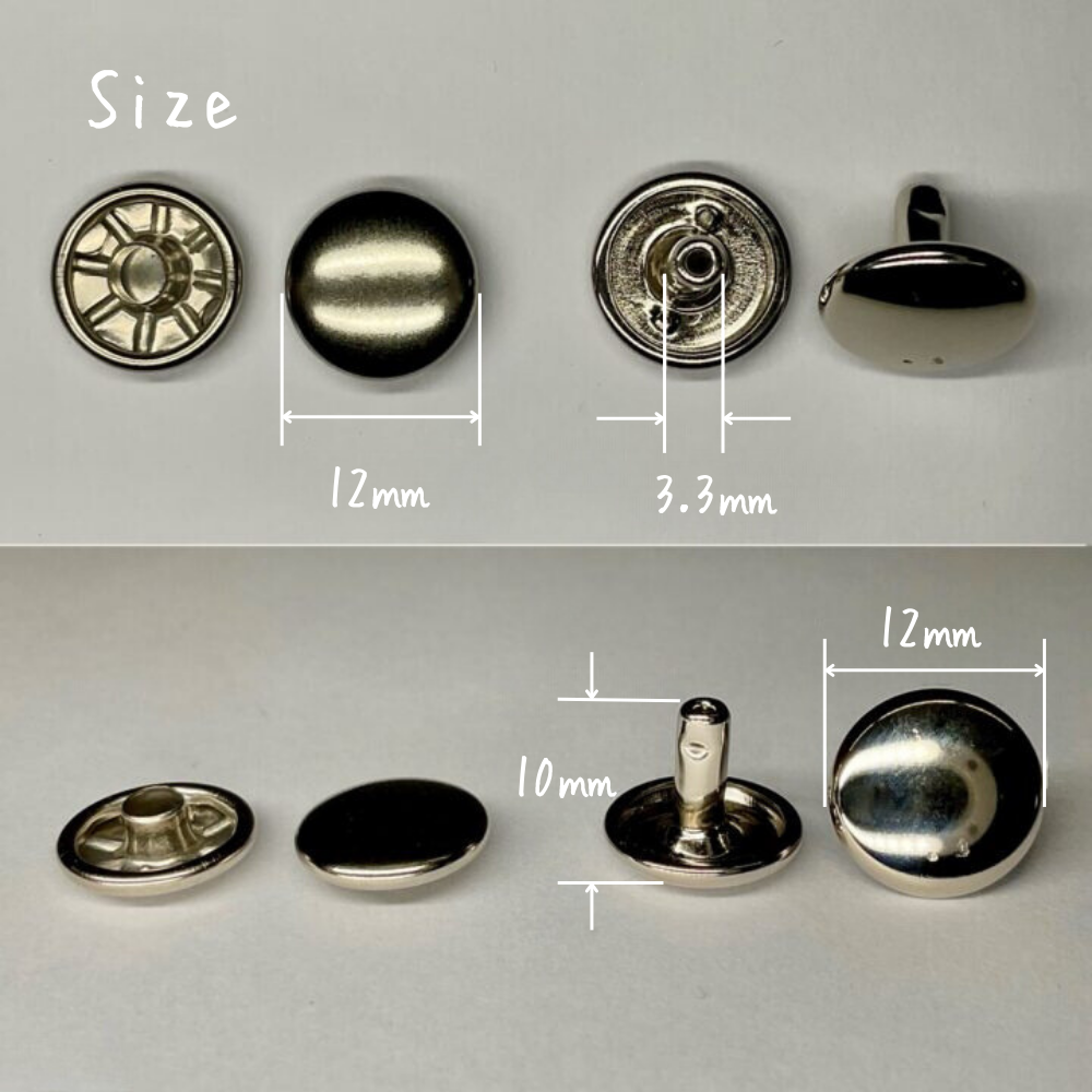 【レザークラフトツール】両面カシメ 特大/XL (12㎜) 30組 全4色