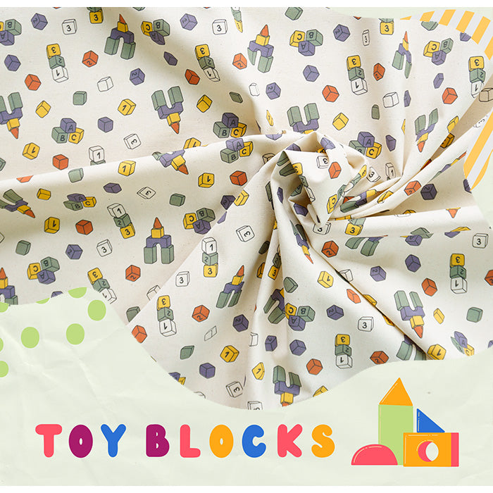 《 おもちゃの積み木 》コットン100% オックス MA-0061