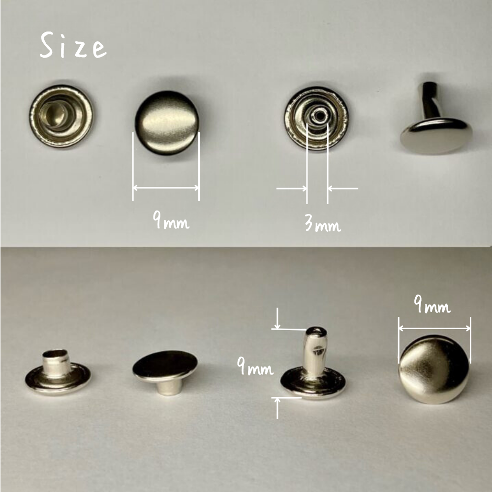 【レザークラフトツール】両面カシメ 大/L (9㎜) 30組 全4色