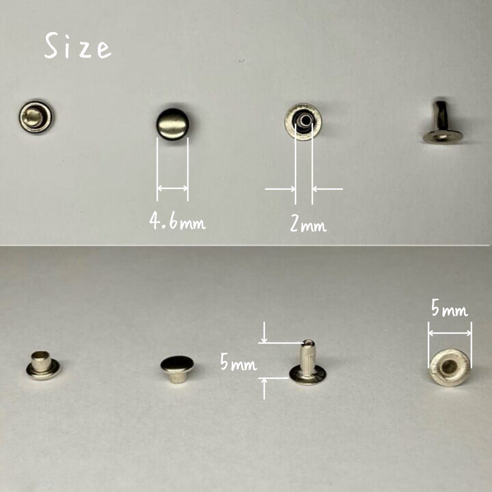 【レザークラフトツール】片面カシメ 極小/XS (4.6㎜) 30組 全4色