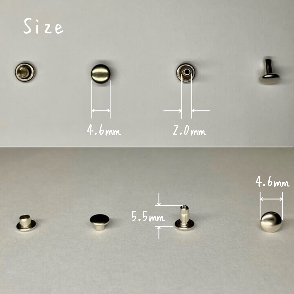 【レザークラフトツール】両面カシメ 極小/XS (4.6㎜) 30組 全4色