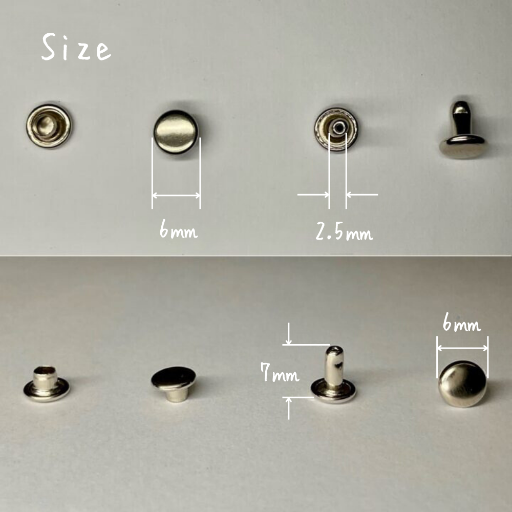 【レザークラフトツール】両面カシメ 小/S (6㎜) 30組