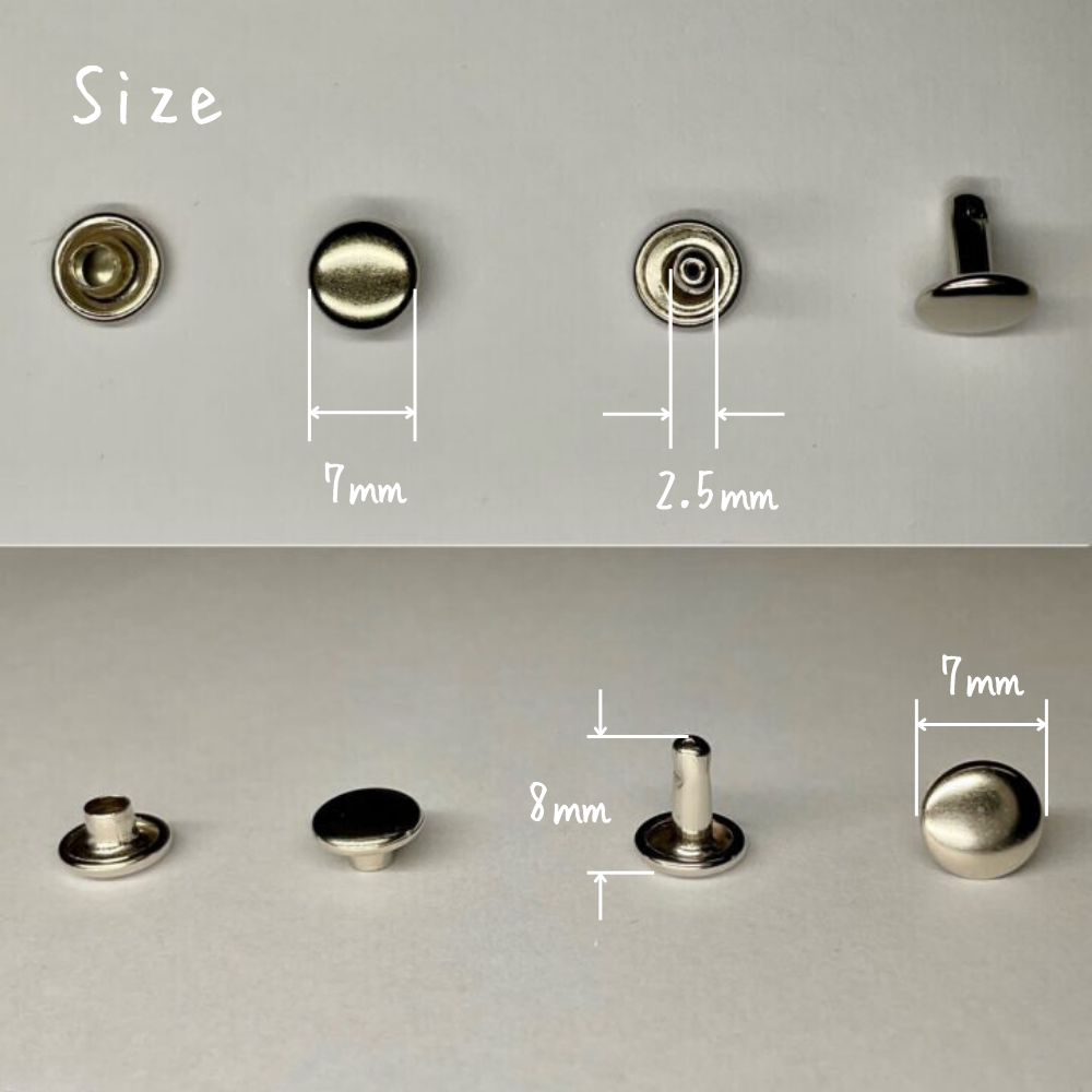 【レザークラフトツール】両面カシメ 中/M (7㎜) 30組 全4色