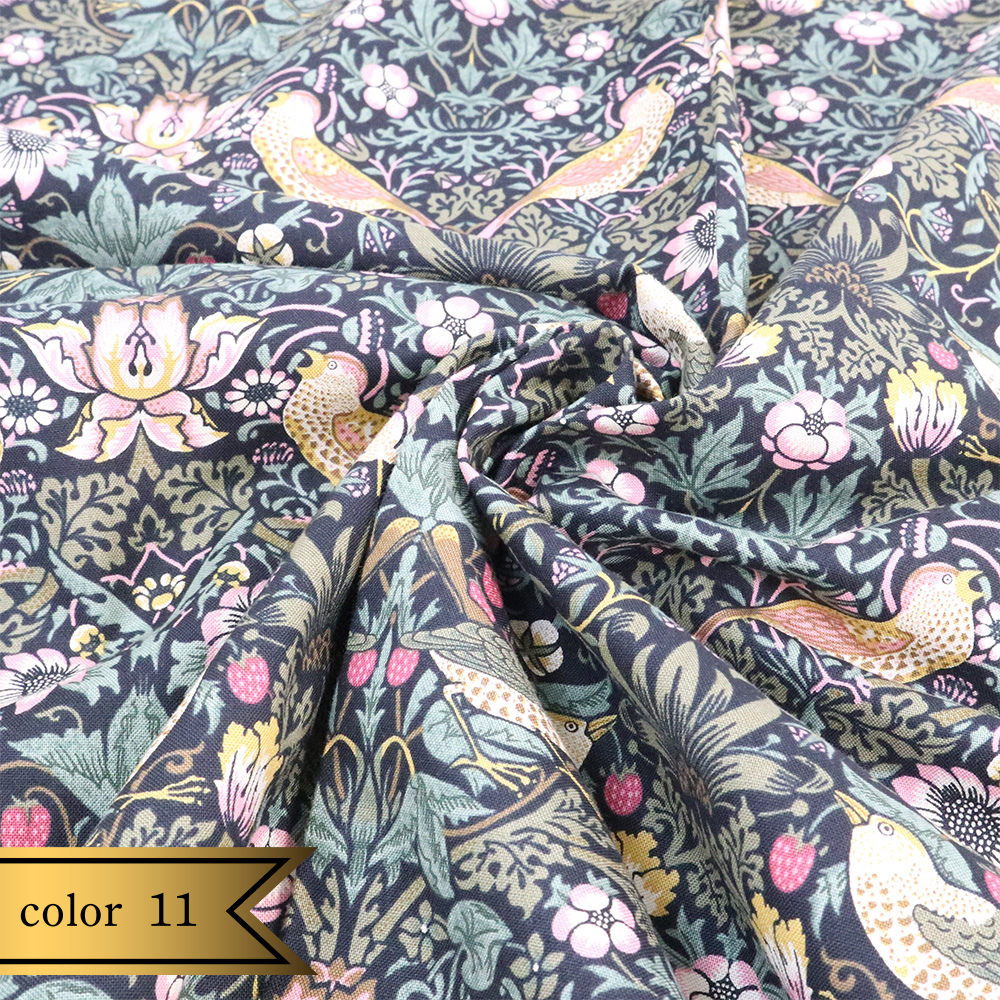 【シーチング】ウィリアム・モリス "Strawberry Thief" 8176 約110cm巾 全6色