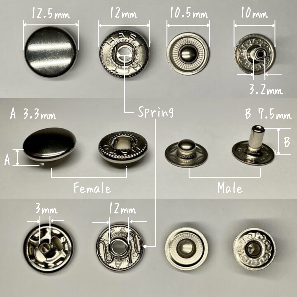 【レザークラフトツール】バネホック M/大 10組