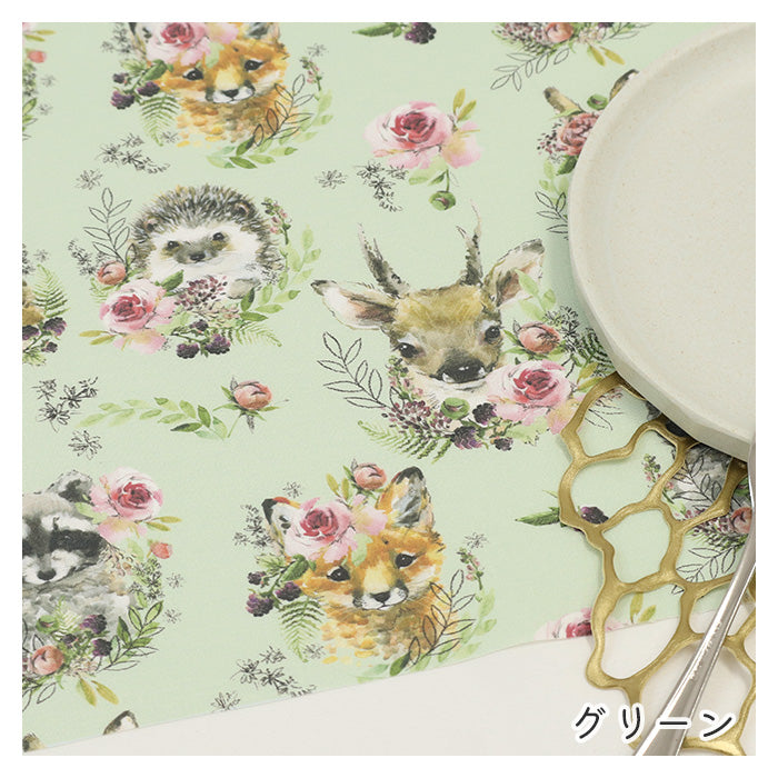 《 やさしい森の動物たち ーナチュラル水彩柄 》コットン100% シーチング MA-0633~0636