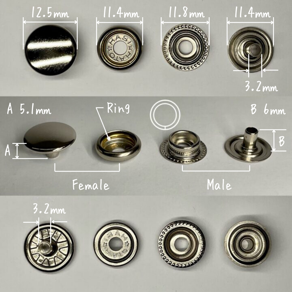 【レザークラフトツール】ジャンパーホック S/小 10組 全5色