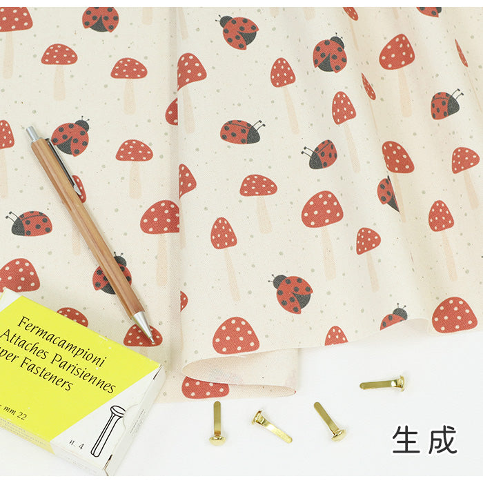 《 きのことてんとう虫の小道 》コットン100% オックス MA-0580~0583