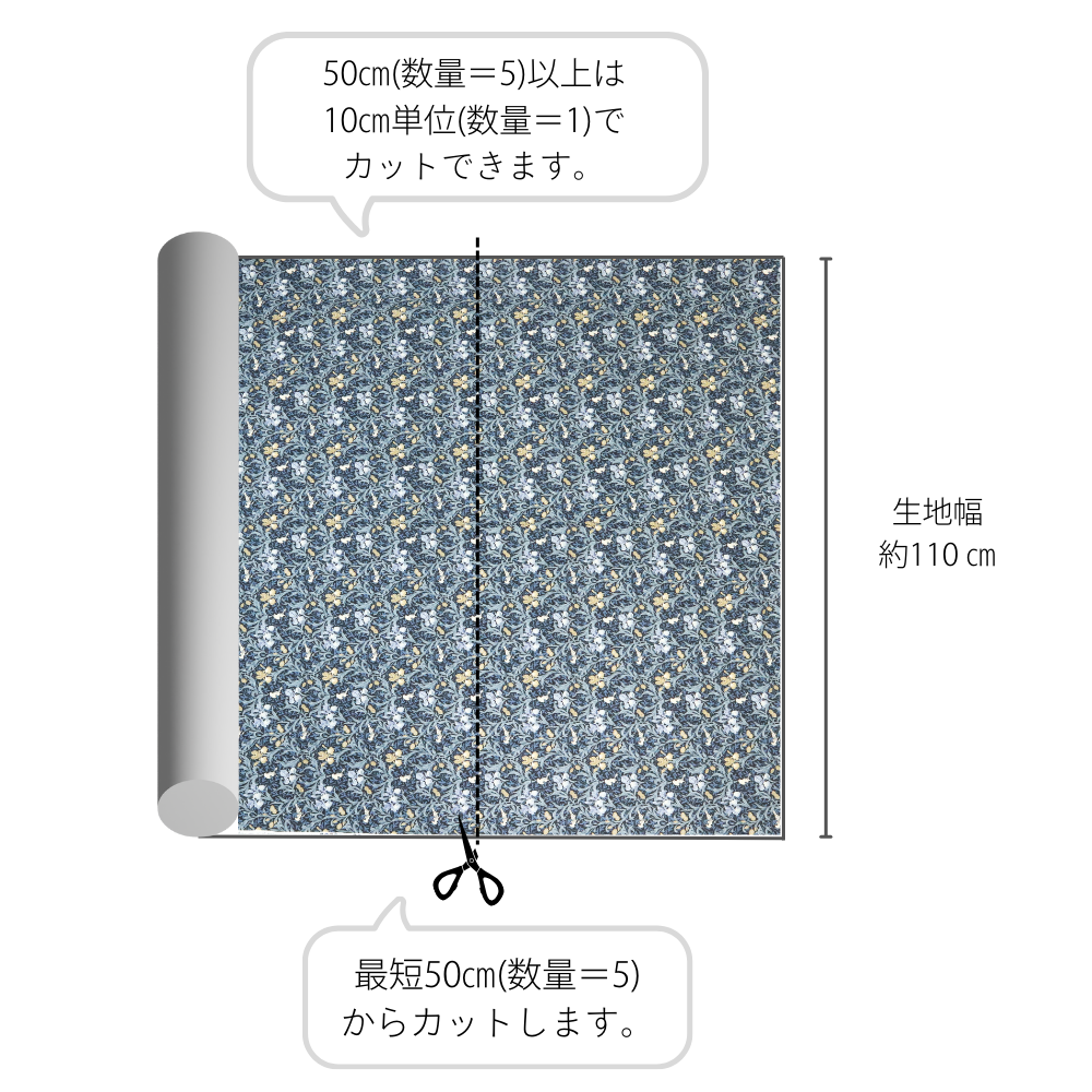 【シーチング】ウィリアム・モリス "Iris" 8360 約110cm巾 全2色