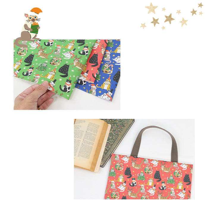 《 にゃんこのクリスマス便り 》コットン100% オックス MA-0558~0560