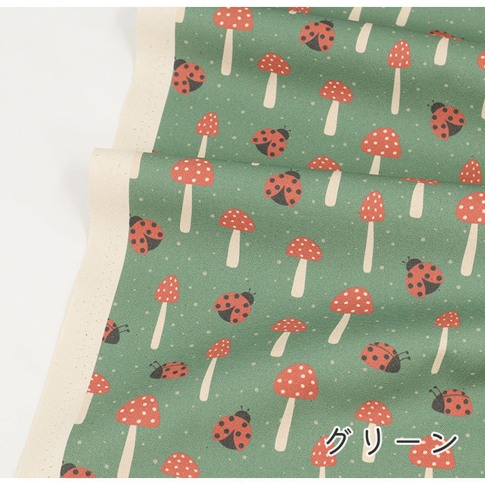 《 きのことてんとう虫の小道 》コットン100% オックス MA-0580~0583