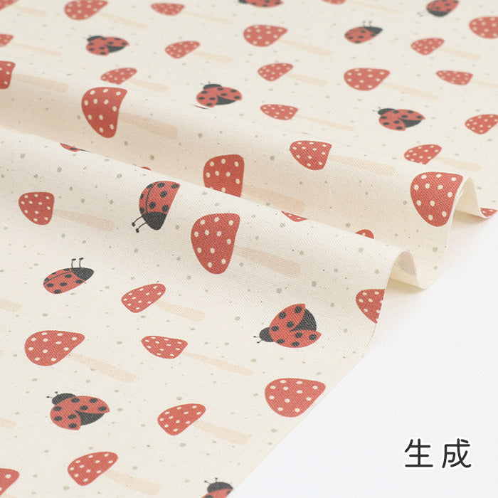 《 きのことてんとう虫の小道 》コットン100% オックス MA-0580~0583