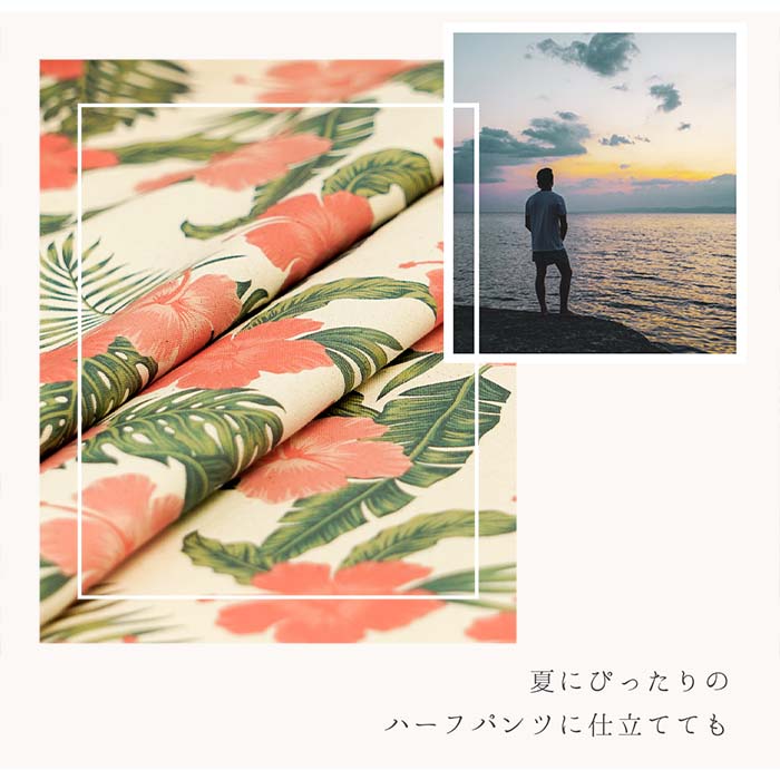 《 ハイビスカス 》コットン100% オックス MA-0242