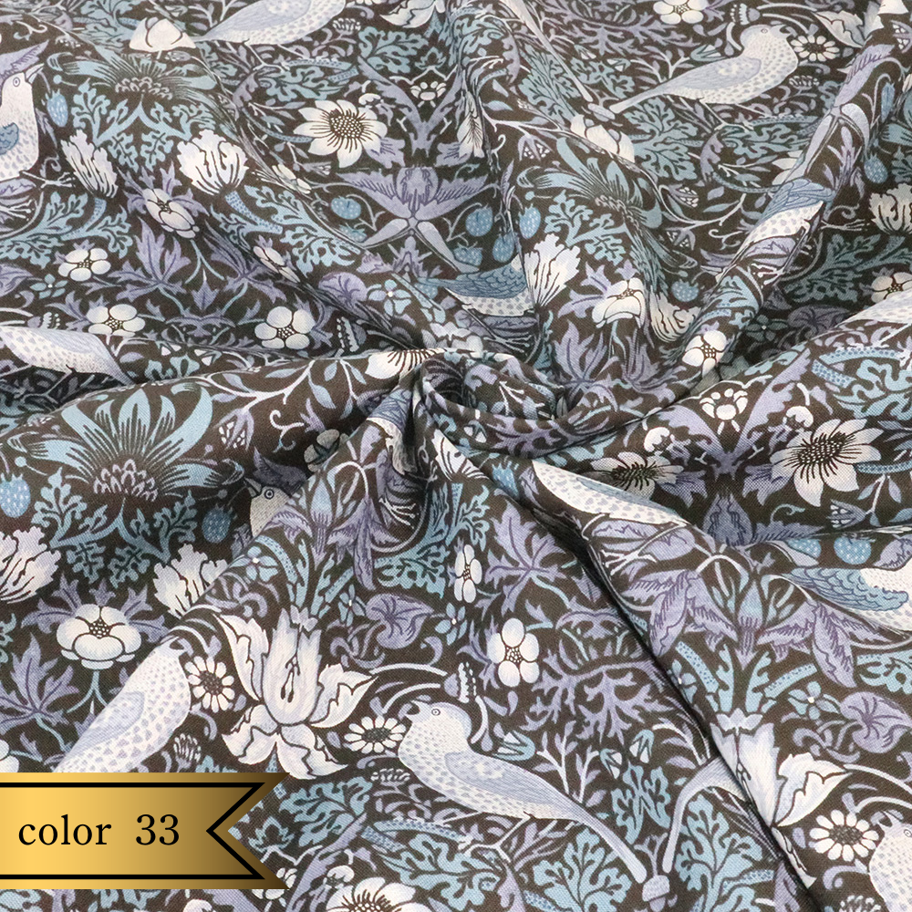 【シーチング】ウィリアム・モリス "Strawberry Thief" 8176 約110cm巾 全6色