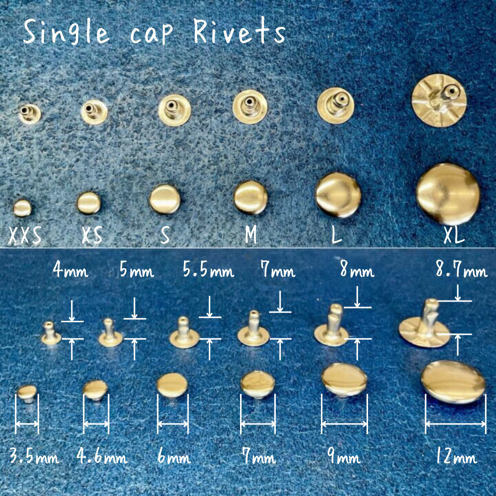 【レザークラフトツール】片面カシメ 極小/XS (4.6㎜) 30組 全4色