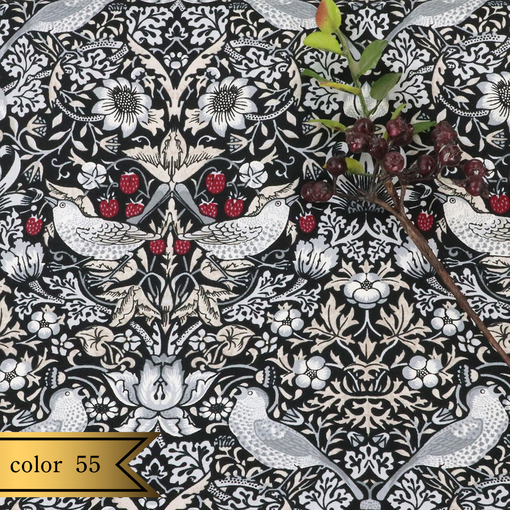 【シーチング】ウィリアム・モリス "Strawberry Thief" 8176 約110cm巾 全6色