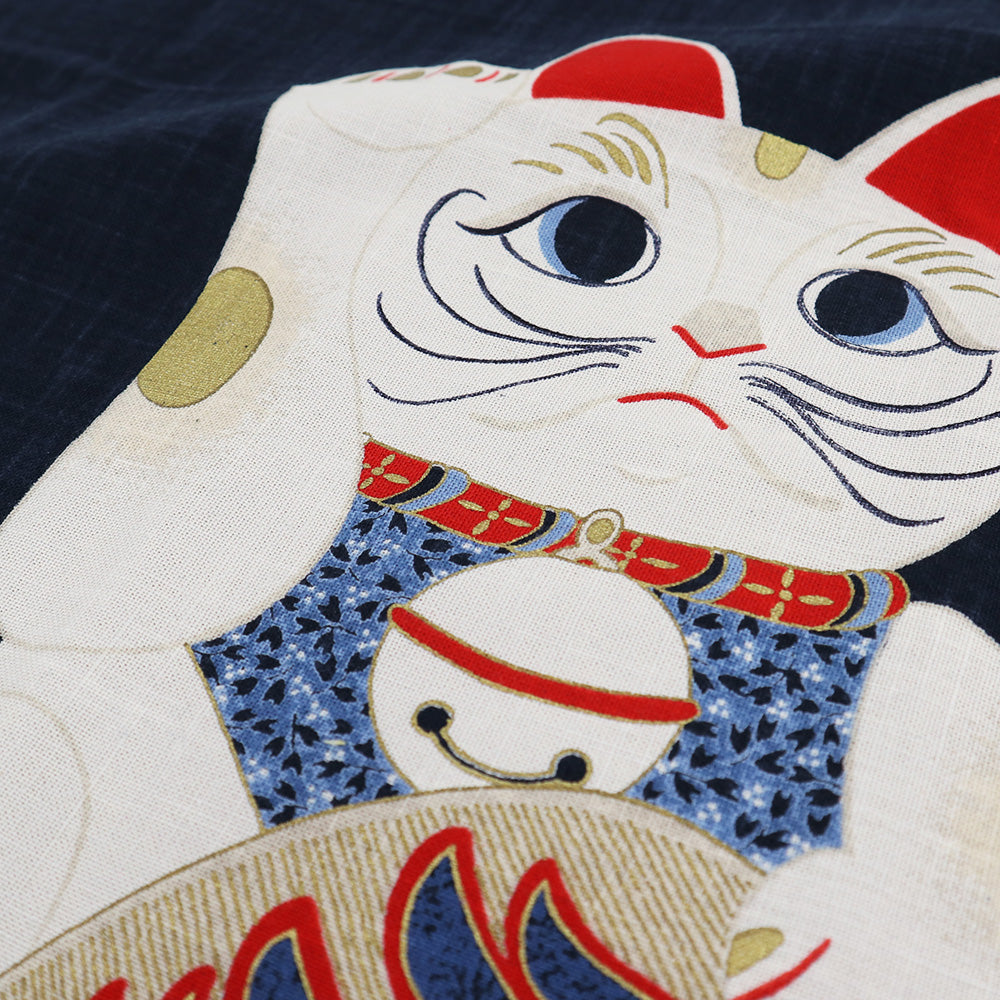 【むら糸タペストリー】招き猫 KP7290-7 約48cm×約110cm