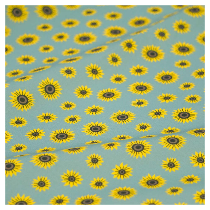 《 モスグリーンとひまわり 》 コットン100% シーチング MA-0181