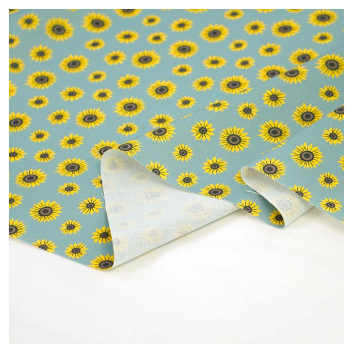 《 モスグリーンとひまわり 》 コットン100% シーチング MA-0181