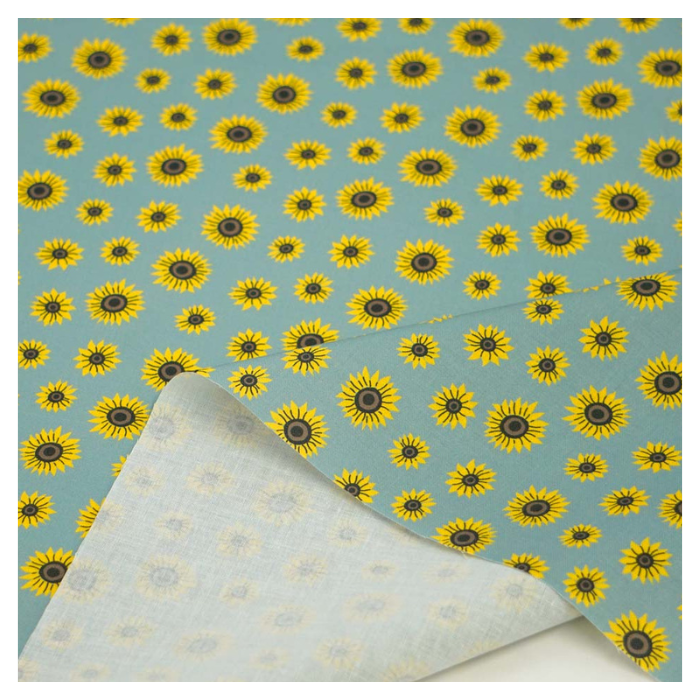 《 モスグリーンとひまわり 》 コットン100% シーチング MA-0181