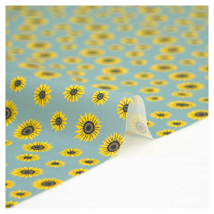 《 モスグリーンとひまわり 》 コットン100% シーチング MA-0181