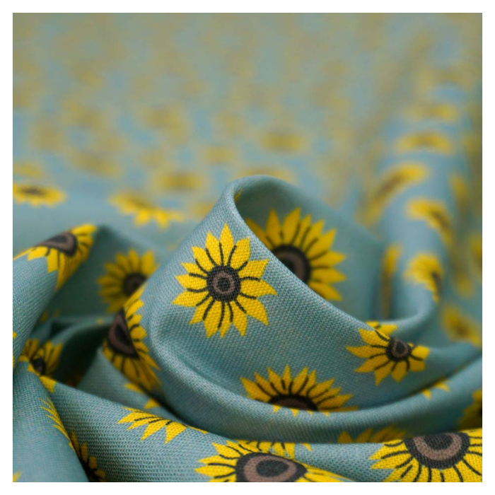 《 モスグリーンとひまわり 》 コットン100% シーチング MA-0181