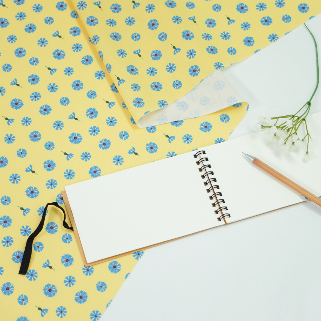 《 青い花 》 コットン100% シーチング MA-0185