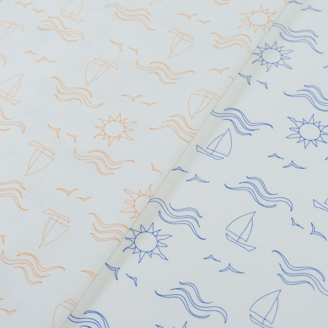 《 船と太陽 》 コットン100% シーチング MA-0190~0191