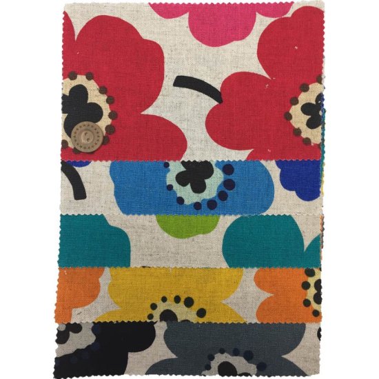 【綿麻】北欧風 ナチュラルプリント(1・大) 約110cm巾 全5色