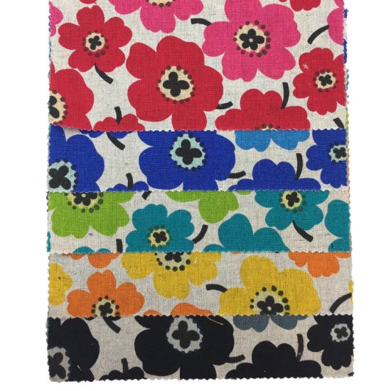 【綿麻】北欧風 ナチュラルプリント(2・中) 約110cm巾 全5色