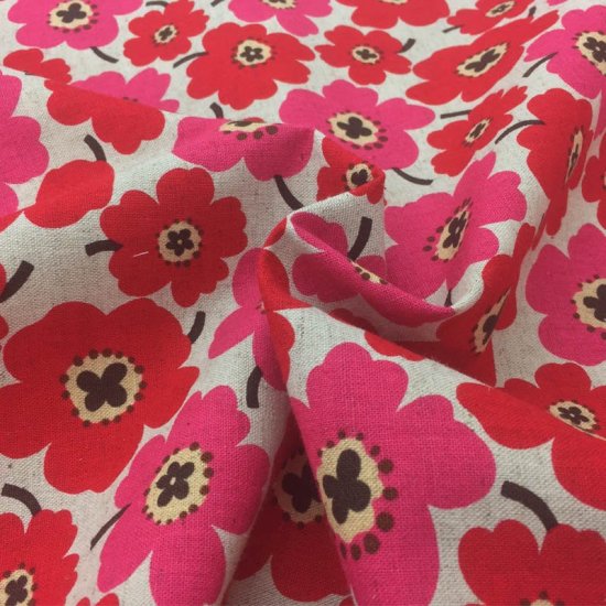 【綿麻】北欧風 ナチュラルプリント(2・中) 59000-W 約110cm巾 全5色