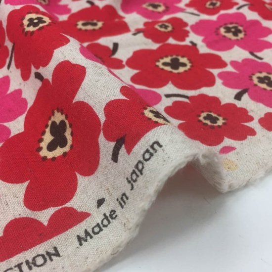 【綿麻】北欧風 ナチュラルプリント(2・中) 59000-W 約110cm巾 全5色