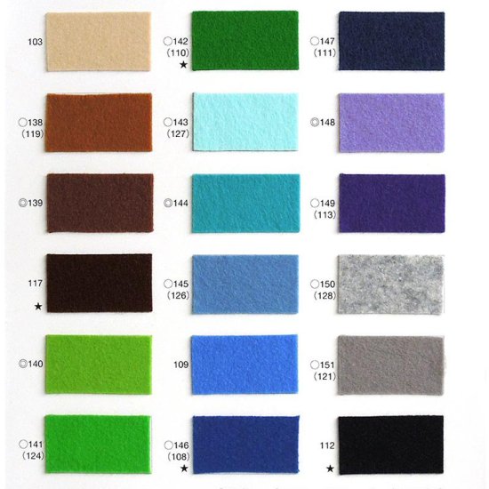 【フェルト】Kフェルト シールタイプ 約18cm×18cm 全36色