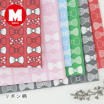 《 リボン柄 》コットン100％ オックス MA-0729～MA-0734