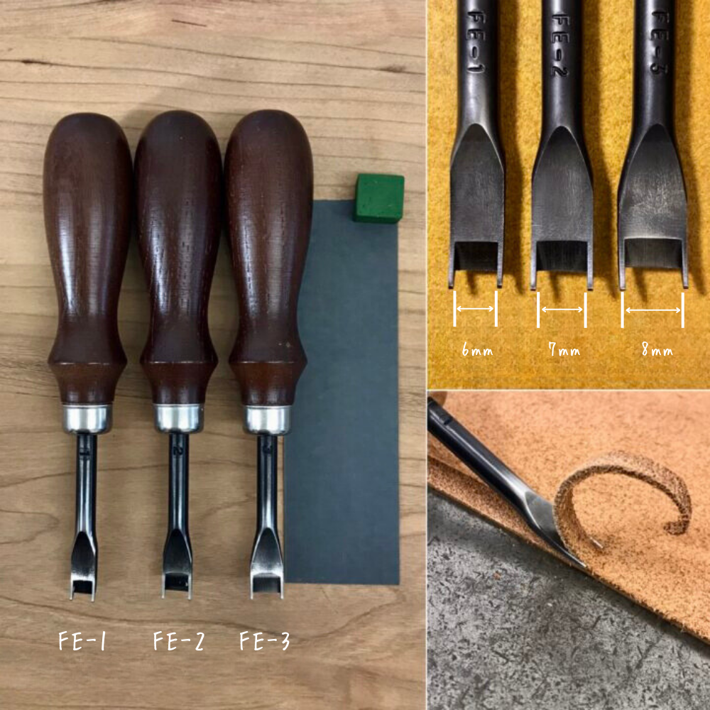 【レザークラフトツール】フレンチエッジャー(刃幅全3種類)青棒・耐水ペーパー