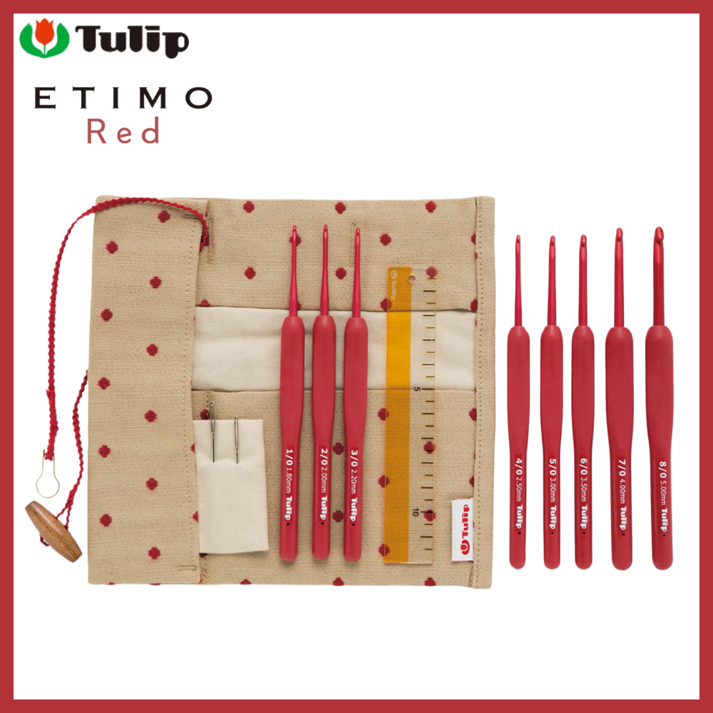 【Tulip】ETIMO Red エティモ レッド クッショングリップ付きかぎ針セット TED-001