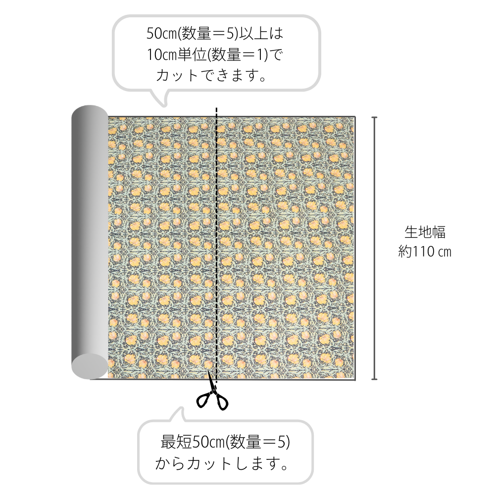 【シーチング】ウィリアム・モリス　&quot;Pimpernel&quot;　8365　約110cm巾　全2色